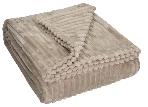 Betz Wohndecke BARI Kuscheldecke Flauschig Cord-Flanell XXL Größe 150x200 cm Farbe Taupe von Betz