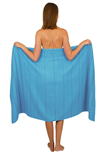 Betz XXL Badetuch - großes Strandtuch - Saunahandtuch aus 100% Baumwolle - Liegetuch - 90x180 cm - Lines - Farbe Aqua von Betz
