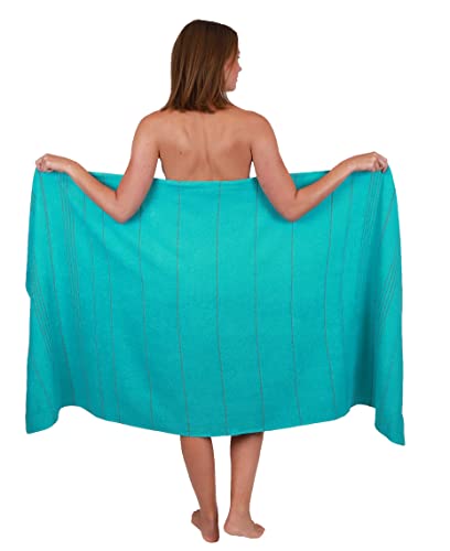 Betz XXL Badetuch - großes Strandtuch - Saunahandtuch aus 100% Baumwolle - Liegetuch - 90x180 cm - Lines - Farbe türkis von Betz