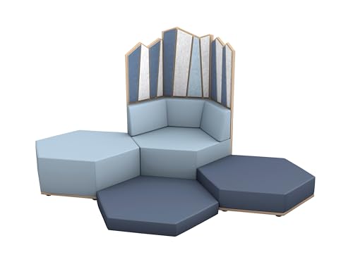 Betzold Sechseck Lounge Set 4 - modulare Bank Schallschutzlehne Hocker Bodenmatte von Betzold