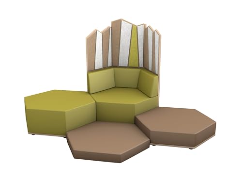 Betzold Sechseck Lounge Set 4 - modulare Bank Schallschutzlehne Hocker Bodenmatte von Betzold