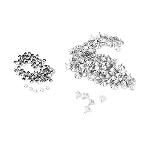 100Pcs 12mm Clear Rhinestone Rivets, Crystal Inlay Rapid Rivets Rhinestone Stud Spots Cap for Punk Rock DIY Leather Arts Craft Decoration (Tube drill silver edge + white diamond) von Beufee