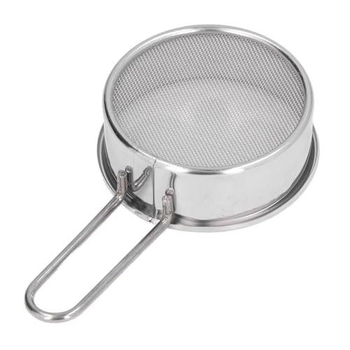 2 Stück Edelstahl Kleines Sieb, Kleines Feines Sieb Rundes Cocktailsieb Mini Mehlsieb Teesieger Mehl Sieb für Cocktails Tee Kräuter Kaffee Getränke Kuchen Marinade(L) von Beufee