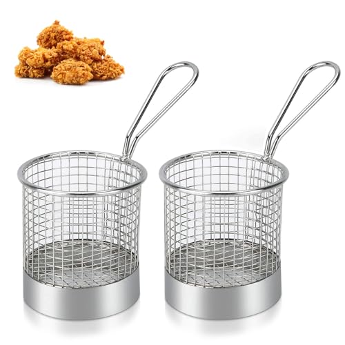 2 Stück Frittierkorb rund Edelstahl, Pommes Frites Servierkörbe Mini Pommes Frites Körbe Netz für Snacks 2 Stück Frittierkorb rund Edelstahl, Pommes Frites Servierkörbe Mini Pommes Frites Körbe Netz für Snacks von Beufee