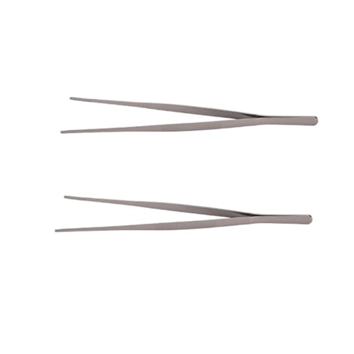 2 Stück Kochpinzetten aus Edelstahl, Küchenpinzette, Lebensmittelclip, Küchenwerkzeug zum Kochen, Grillen, Backen, 30 cm (Schwarz) von Beufee