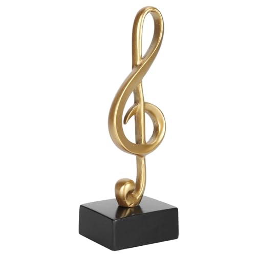 2 Stück Musiknoten-Statue, goldene Skulptur mit schwarzer rechteckiger Basis, Figur Symbol Ornamente Dekoration Figuren Musik Ornamente Musik Note Figurfür den Schreibtisch zu Hause von Beufee