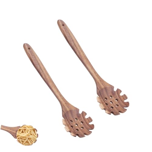2 Stück Nudellöffel Holz 32 Cm/12,6 Zoll, Hängbar Spaghettilöffel Nudelkelle Mit Zähnen Spaghettizange Für Spaghettisieb Geschlitzter Nudellöffel Nudelheber Für Spaghettisieb Spülmaschinengeeignet von Beufee