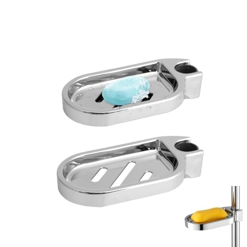 2Pcs Seifenschale für Dusche, Shampoo Bar Halter Duschstange Seifenschale Einstellbare Seifenschale für Dusche Schiebestange Bohrfreie Duschschiene für Duschstangen mit einem Durchmesser von 0,98 Zoll von Beufee