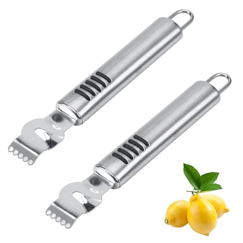 2 Stück Zitronen Zester, Schäler Professioneller Messer Edelstahl Zitronen Scheibe Schälwerkzeug Für Die Küche Zestenschneider Reibe Slicer Cutter Schäler Entferner Küchenschäler Für Gin Cocktails von Beufee