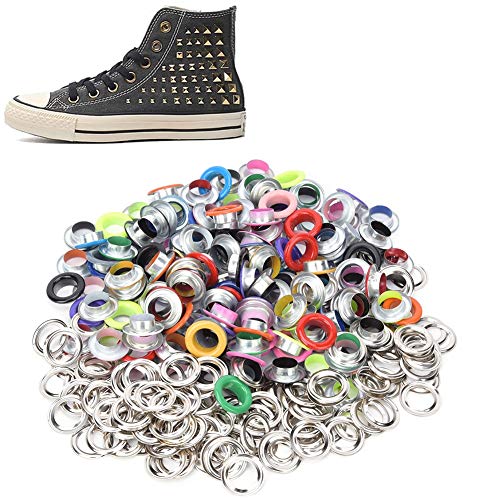 200 Stück Metallösen, 8 mm/10 mm,runde Ösen, runde Ösen, bunte Metallösen, mit 200 Unterlegscheiben (10MM) von Beufee