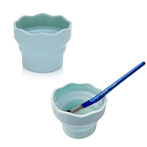2PCS Wasserfarben, Zusammenklappbare Pinsel-Unterlegscheibe, Tragbare Silikon-Wascheimer-Bürstenhalter-Reiniger Malerei-Wasser-Cup Wasserfarbkasten Pinselbecher von Beufee