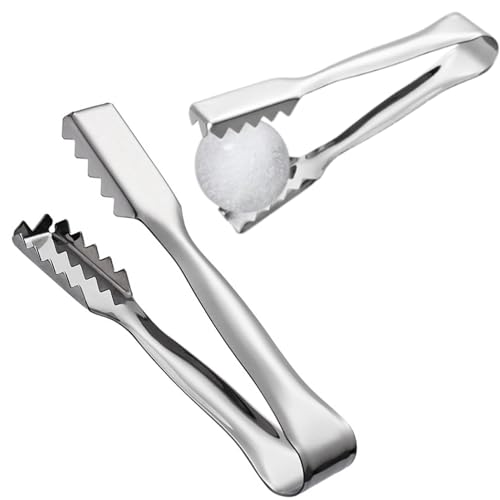 2Pcs Ice Tongs for Jumbo Ice Balls and King Cubes, Stainless Steel Ice Tongs for Ice Bucket with Serrated for Cocktails Whiskeys Drink Coffee von Beufee
