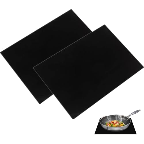 2Pcs Küche Induktion Kochfeld Matte, Induktion Kochfeld Schutz Schwarz Silikon Kochfeld Kratzschutz Hitze Isolierte Pad Wiederverwendbare Kochmatte Rechteck Pad Induktion Kochfeld Abdeckung von Beufee