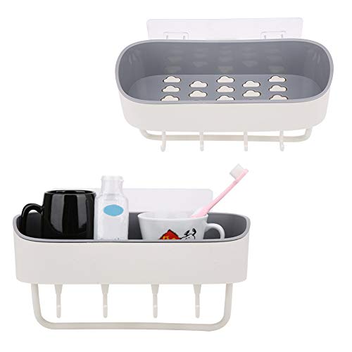 2pcs Klebstoff Duschregal, Dusch Caddy Badezimmer schwimmende Regale mit Handtuch Bar Shampoo Körperwaschregal für Heimwohnung (Beige) von Beufee
