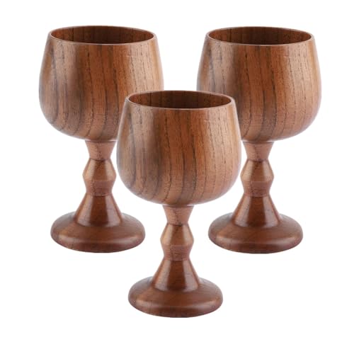 Beufee 3 Stücke Handgefertigter Holz-Bierkrug, 5,07 Oz/150 Ml Bierbecher Aus Holz Retro Hölzerner Bierkrug Bierkrug Holz Biergläser Holzbecher Bierglas Bierkrüge Personalisiert Holztasse Trinkgläser von Beufee