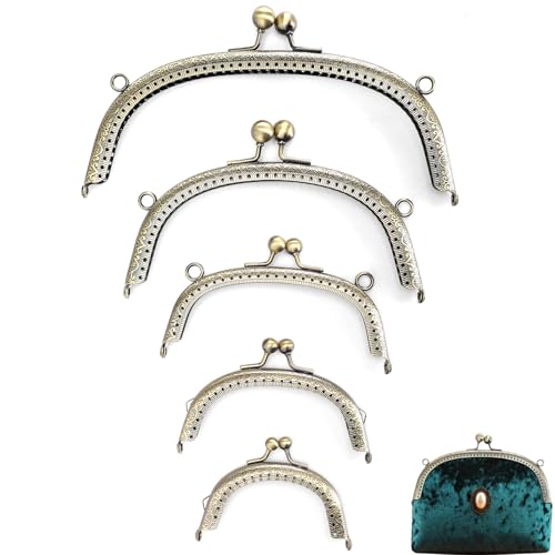 5Pcs Purse Clasp Frame 8.5cm~20.5cm, Antique Brass Embossed Arc Metal Purse Frame Coinss Bag Kiss Clasp Lock DIY Craft Assorted Thickened Hardware for Bag Making Accessories 5Pcs Purse Clasp Frame 8.5cm~20.5cm, Antique Brass Embossed Arc Metal Purse Frame Coinss Bag Kiss Clasp Lock DIY Craft Assorted Thickened Hardware for Bag Making Accessories von Beufee