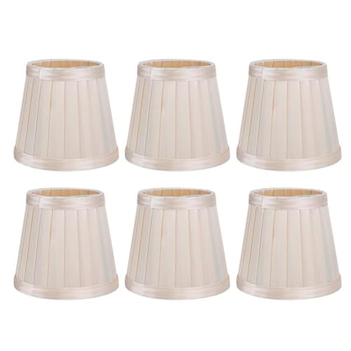 6 STÜCKE Beige Lampenschirme, Kronleuchter Pendellampenschirm Warmes Licht Lampenschirme für Tischlampen Kleine Lampenabdeckung Clip auf E14 Birne, 3,3 x 4,3 x 4,7 Zoll von Beufee