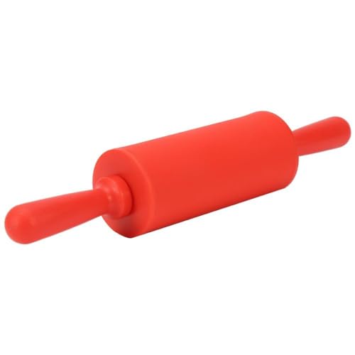 Antihaft-Silikon-Nudelholz-Teig-Rollen, Silikon-Teigroller 22,9 Cm Silikon Teigroller Mit Holzgriff Als Backzubehör Backrolle Mit Nicht Klebend Nudelholz Minigröße Ausrollen Für Kinder (Rot) von Beufee