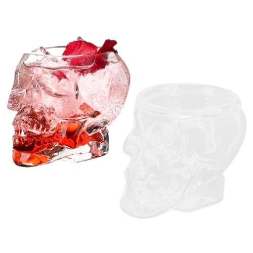 2Pcs Schädel Schnapsglas, Schädel Becher für Trinkkristall Bar Trinkglas Cocktail Becher Schädel Gläser Schädel Gesicht Bier Becher Lustige Gläser Klares Glas Neuheit Getränke für Wasser von Beufee