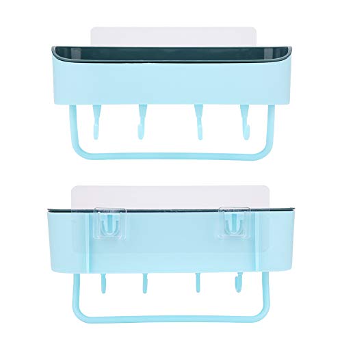 Beufee 2pcs Klebstoff Duschregal, Dusch Caddy Badezimmer schwimmende Regale mit Handtuch Bar Shampoo Körperwaschregal für Heimwohnung (Hellblau) von Beufee