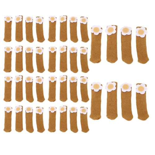 Beufee 40PCS Möbel-Beins ocken, Stuhl-Bein-Boden-Schutz elastische Binde-Mund-Tischfüße Abdeckung rutsch Feste Stuhl-Bein Kappen für Hartholz böden (Kamelfarbe) von Beufee