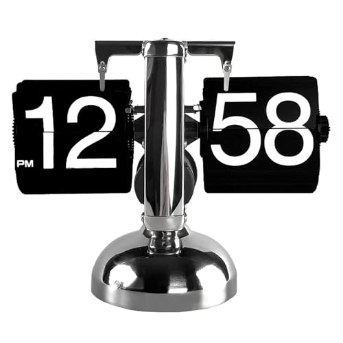Beufee Flip-Uhr, Mini-Retro-Uhr, Auto-Flip-Tischuhr, digitaler Kalender, Coole Schreibtischuhr, mechanische Uhr Regaluhr Retro Tischuhr für Zuhause, Büro, Schreibtisch-Dekor (Schwarz) von Beufee