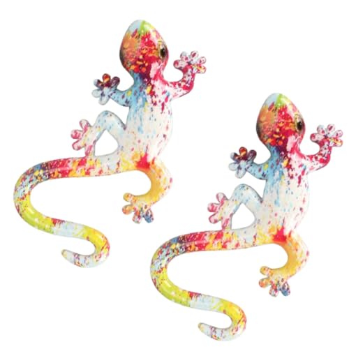 Beufee Gecko Wandkunst, Echsenwandkunst Skulptur Echsengarten Outdoor Terrasse Dekor für Innengarten im Freien Garten Terrasse Zaun (LM9002-3) von Beufee