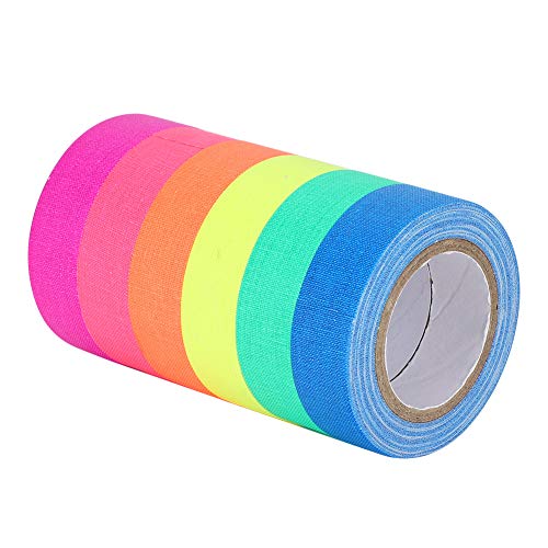 Beufee Glühen im dunklen Klebeband, 6pcs Neon Fluoreszenzkleiderband Nacht Luminöser Matt Warnendekoration Glühen Sicherheitsaufkleber Dekor Lieferungen von Beufee