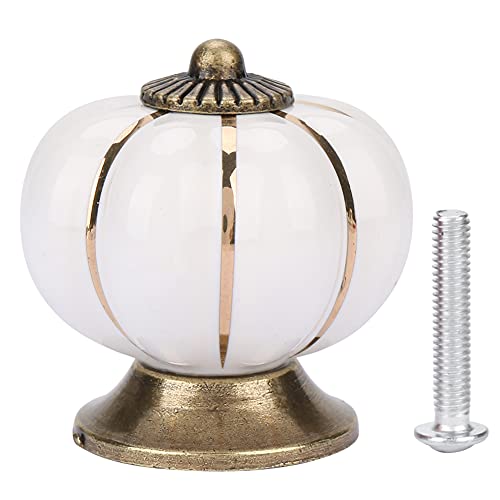 Beufee Kürbisknöpfe, europäische Keramikschrankknöpfe Schublade zieht Kommode Griffe mit Befestigungsschrauben für Raummöbel (Weiß) von Beufee