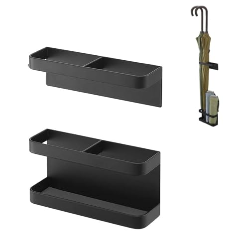 Beufee Magnetischer Schirmständer, Schirmständer, Schirmhalter, Schirmhalter, Wandmontage mit Tropfschale, Schirmaufhänger für den Eingangsbereich (Schwarz) von Beufee