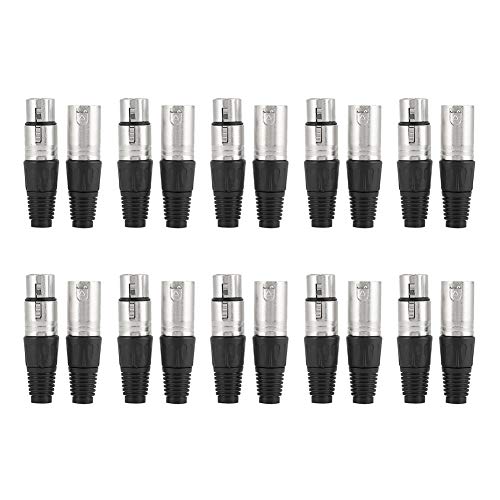 Beufee XLR -Stecker, 5 Paar von 3 Core -Kabel -Kabeladapter für männliche und weibliche Mikrofonstopfen für Leistungsmikrofonstecker von Beufee