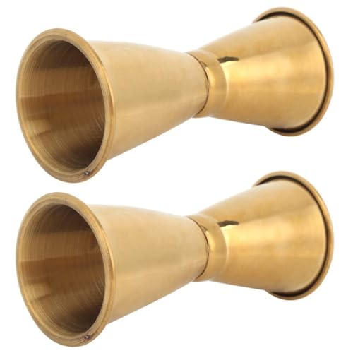 Cocktail Jigger Edelstahl Messbecher, 2 Stück Gold Cocktail Jigger Weinglas Unzen Becher Getränk Flüssigkeitsmesswerkzeuge Likörmessgerät Messglas für Barkeeper Getränkemessungen(L) von Beufee