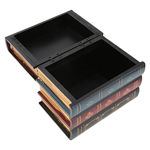 Dekorative Bücher Aufbewahrungsbox, Vintage Holz Gefälschte Bücher Aufbewahrungsbox Dekorative Aufbewahrungsboxen mit Deckel Antik Dekor für Büro Zuhause(L) von Beufee