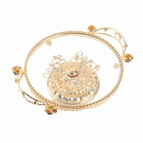 Gold Clear Glass Schmuck Schmuck Tablett, Mehrzweckfruchtschale Lebensmittelschale mit Legierungsbasis -Legierung Basis für Ausstellungsblumen von Beufee