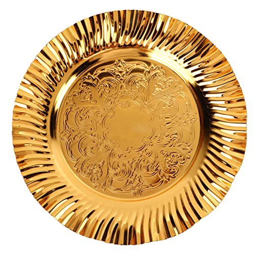 Goldene Servierschale, goldene Obstschale, elegante Servierschale für Süßigkeiten, Vorspeisen, Brot, Süßigkeitenhalter, Tablett, Metall-Schüssel von Beufee