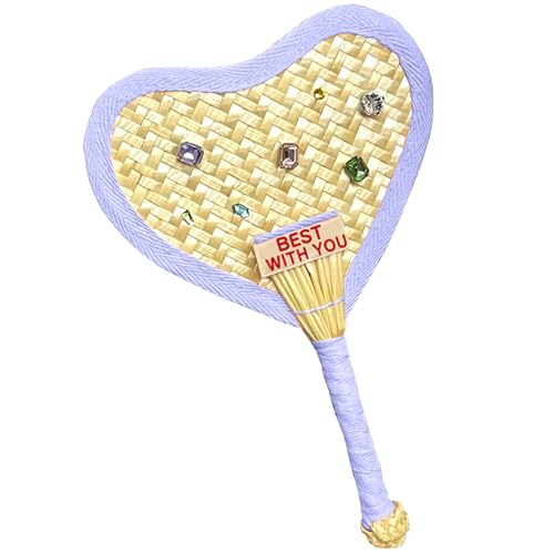 Handlüfter, handgefertigte Fan Handheldpaddel Herz Form niedliche Kristalle für Party Reisebüro Home (Hellviolett) von Beufee