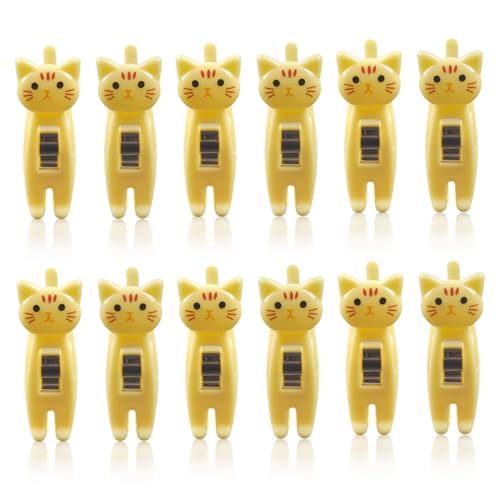 Katze Tasche Clip, 12pcs Katze geformte Tasche Clips Nette Chip Clips Papierclips Japan Wäscheklammern Kleidung Pins lustige Chip Clips Lebensmittel Tasche Clip für Snack Chips Lagerung (Gelb) von Beufee