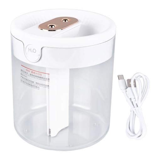 Luftbefeuchter für Schlafzimmer, 2l weiße Kapazität Doppelte Düse Tragbarer kleiner Luftbefeuchter Stummschalt USB Night Light Air Vaporizer von Beufee