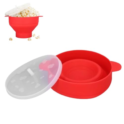 Mikrowelle Popcorn Popper, Silikon -Popcornhersteller mit Deckelgriff zusammenklappbare Schüssel 40 ℃ bis +230 ℃ für Zuhause (Rot) von Beufee