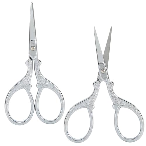 Nähen Stickerei Schere, 2 Stück Retro Vintage Detail Scheren Craft ing Threading Schere Näh zubehör (Silber) von Beufee