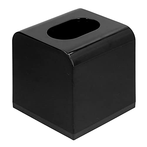 Quadratische Tissue-Box-Abdeckung, Moderne Kosmetiktuch-Box-Abdeckung aus Kunststoff, Papiertaschentuchhalter, wiederverwendbarer Gesichtspapierhalter für Badezimmer-Eitelkeit(Schwarz) von Beufee