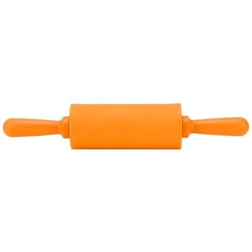 Silikon-Teigroller, 22,9 Cm Antihaft-Nudelhölzer Nudelholz Silikon Teigroller Mit Holzgriff Als Backzubehör Backrolle Mit Nicht Klebend Nudelholz Minigröße Ausrollen Für Kinder(Orange) von Beufee