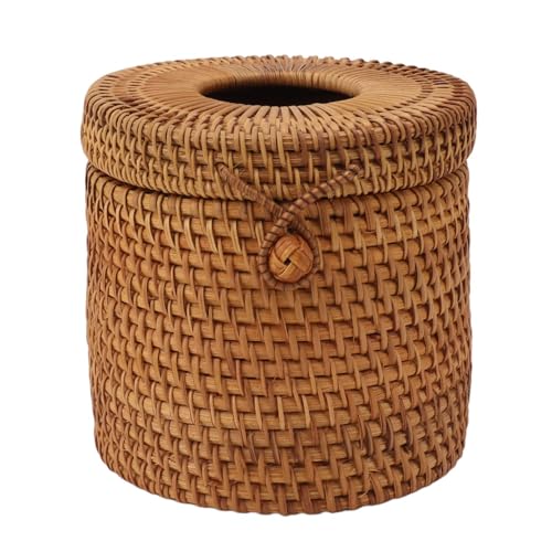 Taschentuchbox-Abdeckung, Rattan-Taschentuchbox-Abdeckung, Taschentuchbox-Halter, Seidenpapierhalter, rechteckig, Rattan-gewebte Taschentuchbox-Abdeckung für Zuhause und Büro (Cylinder Style) von Beufee