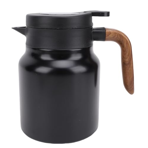 Thermische Kaffee karaffe, 1000ml Thermische Kaffee-Karaffe Teekanne isolierte Tee-Töpfe Edelstahl isolierter Vakuum kessel mit Infuser (Schwarz) von Beufee