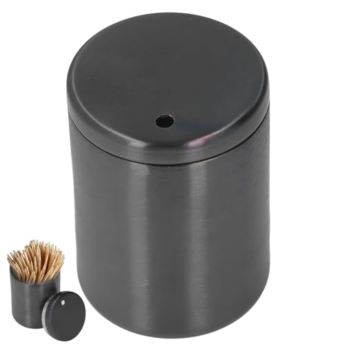 Zahnstocher Halter Spender, Edelstahl Zahnstocher Halter Zahnstocher Behälter Verdickung Zahnstocher Fall Aufbewahrungsbox Organizer Zahnstocher Fall Zahn Picks Lot Container für Home (schwarz) von Beufee