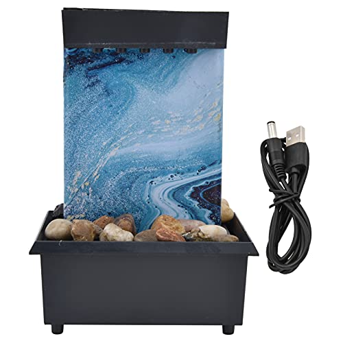 Zimmer-Wasserfallbrunnen, 3 V USB-Marmor-Wasserbrunnen-Ornamente, Brunnen, Schreibtisch-Ornamente, LED-Tischbrunnen mit Steinen für den Heimbürotisch von Beufee
