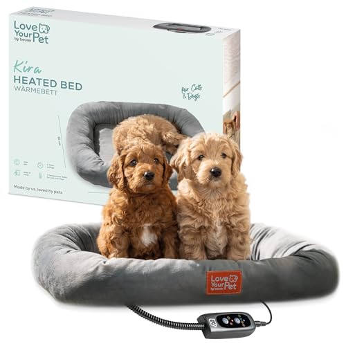 Beurer Love Your Pet Wärmebett Kira für Hunde und Katzen, elektrisch beheiztes Hundebett mit Timer, kuscheliges Katzenbett, Heizbett waschbar bei 30°C, Kratzfest und wasserdicht, 58 x 50 cm von Beurer