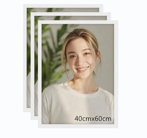 3er Set Bilderrahmen 40×60cm,Aluminiumrahmen Poster,Moderner Metall Fotorahmen,Perfekt für Wohnzimmer, Büro oder als Geschenk，Rahmen Silber von Beutrain