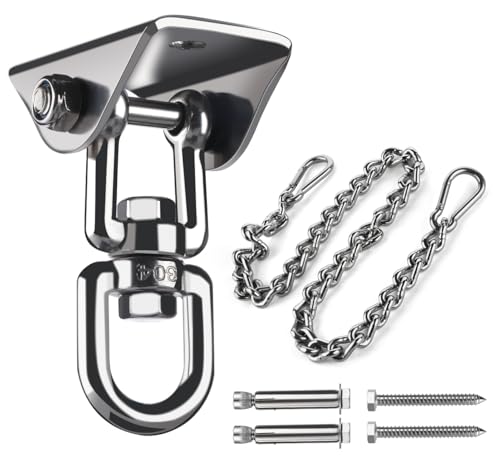 Beutrain 2 Stück Deckenhaken，360°Drehbar Schaukelhaken,450KG Edelstahl Deckenhalterung für Hängematte Boxsack Yoga,2 Stück Swivel Hook 360° von Beutrain