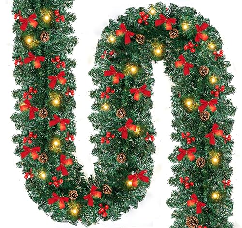 Beutrain Weihnachtsgirlande 2.7m,Tannengirlande mit warmweißen LEDs,Grün Weihnachtsdeko,Weihnachten Deko Innen und Außen, Geeignet für Haus Treppen Kamin Haustür Terrasse und Gärten Beutrain Weihnachtsgirlande 2.7m,Tannengirlande mit warmweißen LEDs,Grün Weihnachtsdeko,Weihnachten Deko Innen und Außen, Geeignet für Haus Treppen Kamin Haustür Terrasse und Gärten von Beutrain